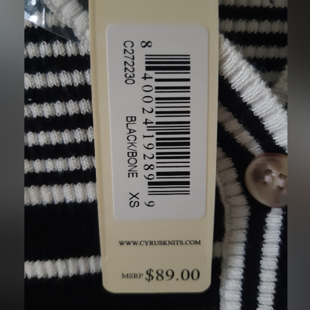 Black and White Striped Women's Sweater - Picture 4 of 5